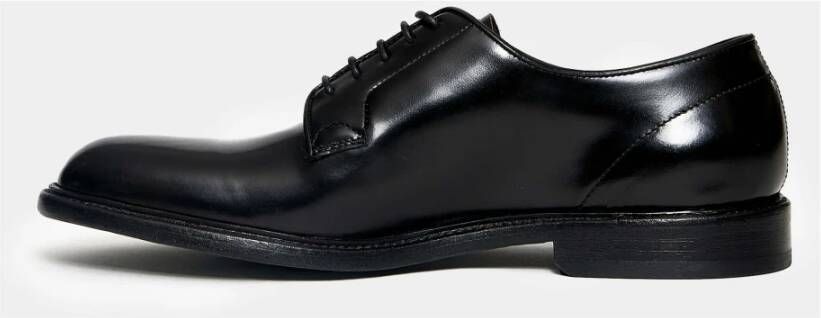 Green George Zwarte Leren Veterschoenen Black Heren