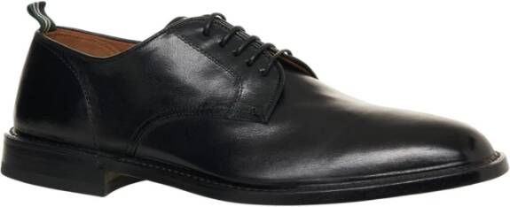 Green George Zwarte Leren Veterschoenen Black Heren