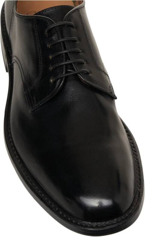 Green George Zwarte Leren Veterschoenen Black Heren