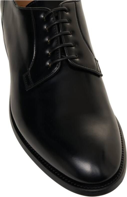 Green George Zwarte Leren Veterschoenen Black Heren