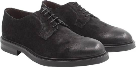 Green George Zwarte Suède Leren Veterschoenen Black Heren