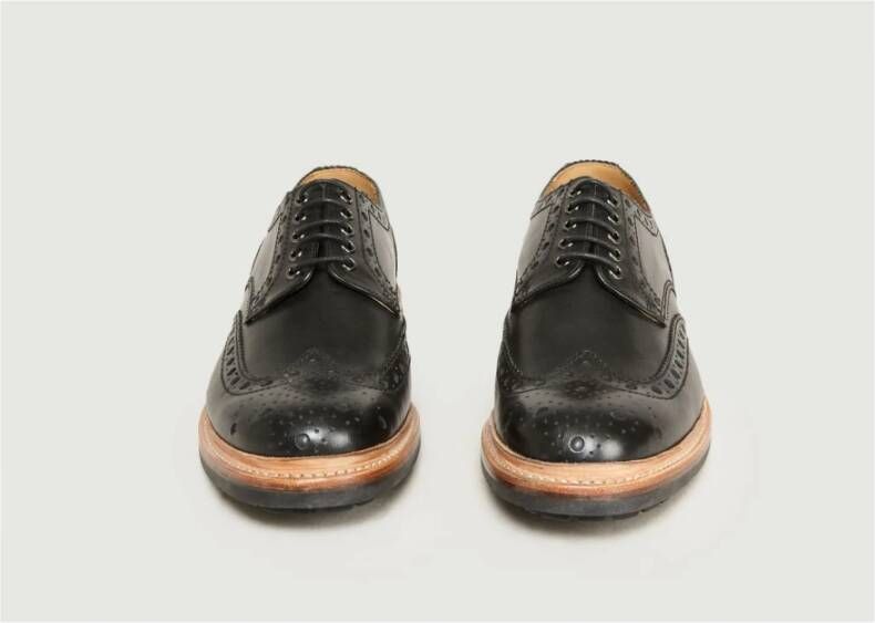 Grenson Zwarte leren bloem Derby schoenen Black Heren