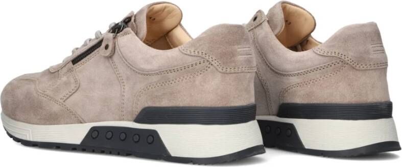 Greve Taupe Suede Zip Sneakers Stijlvol Beige Heren