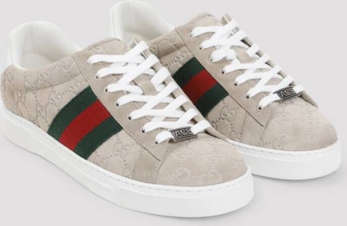 Gucci Ace Sneakers Oatmeal VRV Style Beige Heren