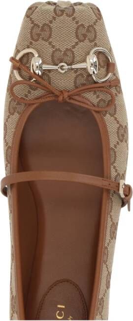 Gucci Beige en Bruine Ballerina Schoenen Beige Dames