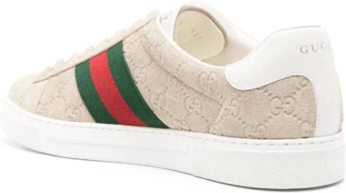 Gucci Beige Web Sneakers met GG-details Beige Heren