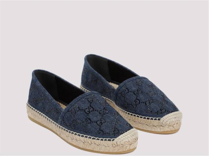 Gucci Blauwe Katoenen Espadrilles Slip-On Stijl Blue Dames