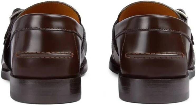 Gucci Canvas loafers met leren details Brown Heren