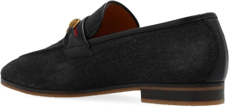 Gucci Denim Loafers met Leren Detail Black Heren