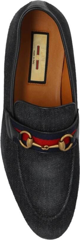 Gucci Denim Loafers met Leren Detail Black Heren