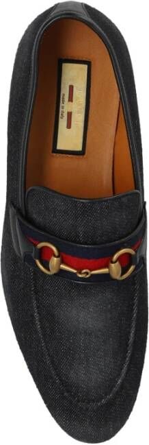 Gucci Denim Loafers met Leren Detail Black Heren