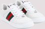 Gucci Geëtst Logo Leren Sneakers Naakt White Dames - Thumbnail 3