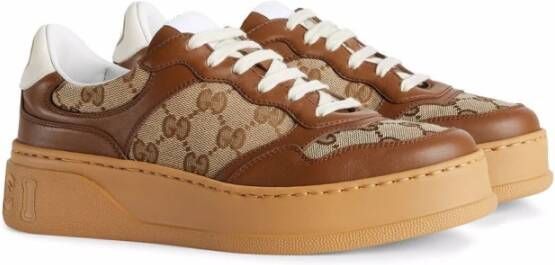 Gucci GG Supreme Canvas Low-Top Sneakers Brown Dames