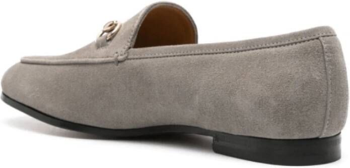 Gucci Grijze Suede Horsebit Loafers Gray Dames