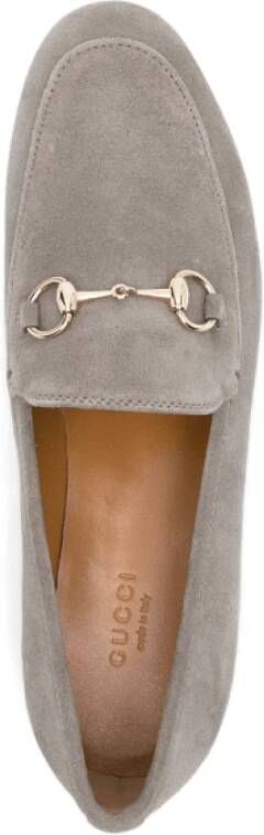 Gucci Grijze Suede Horsebit Loafers Gray Dames