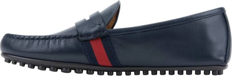 Gucci Heren Slip-On Loafers Leren Schoenen Blue Heren