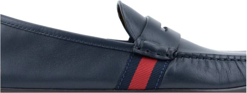 Gucci Heren Slip-On Loafers Leren Schoenen Blue Heren