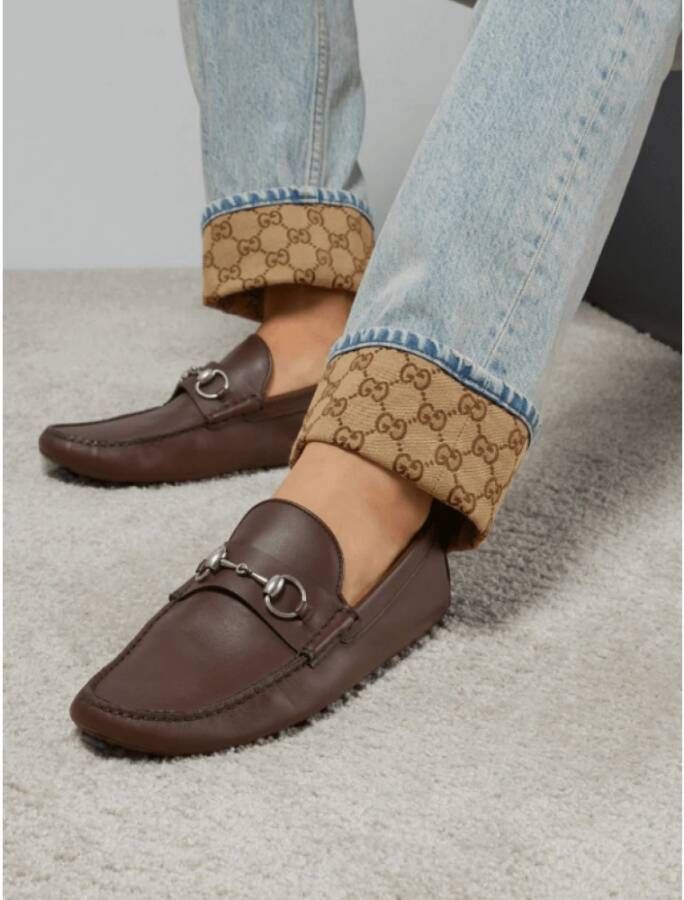 Gucci Koffiebruine leren rijloafers Brown Heren