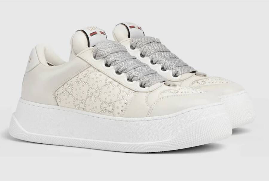 Gucci Kristalversierde Platform Sneakers White Dames