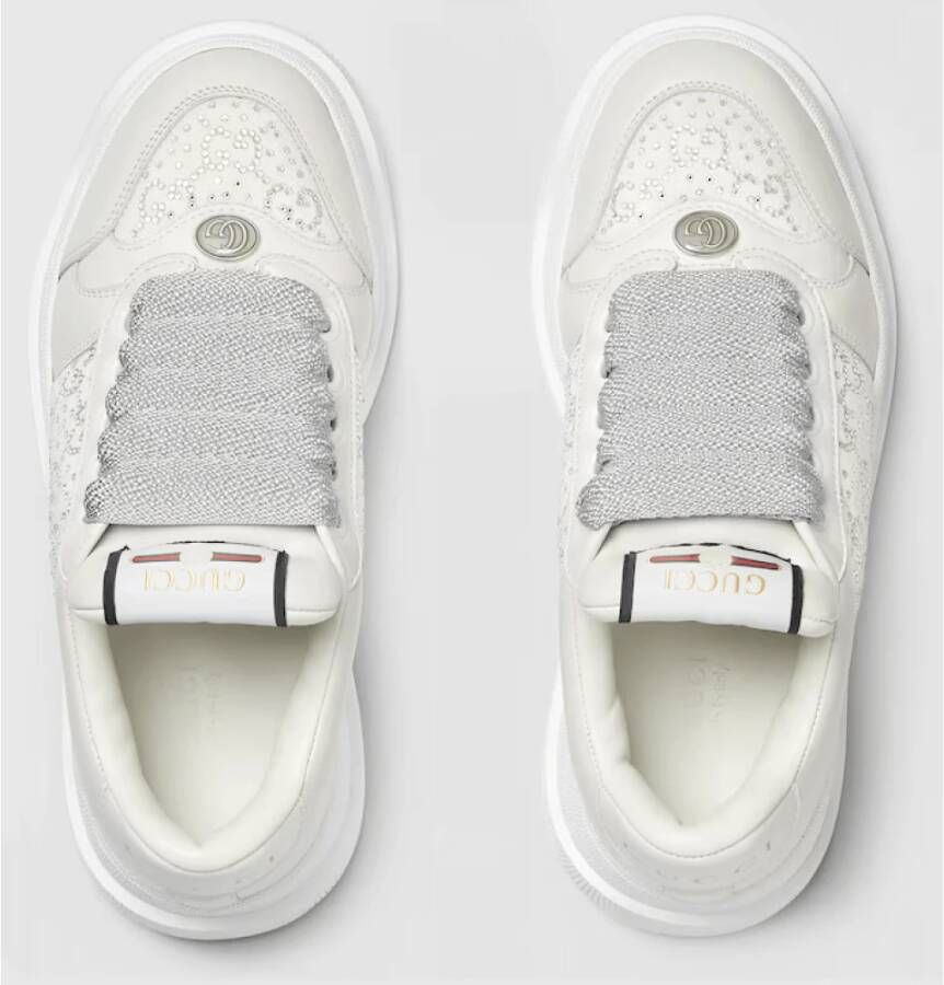 Gucci Kristalversierde Platform Sneakers White Dames