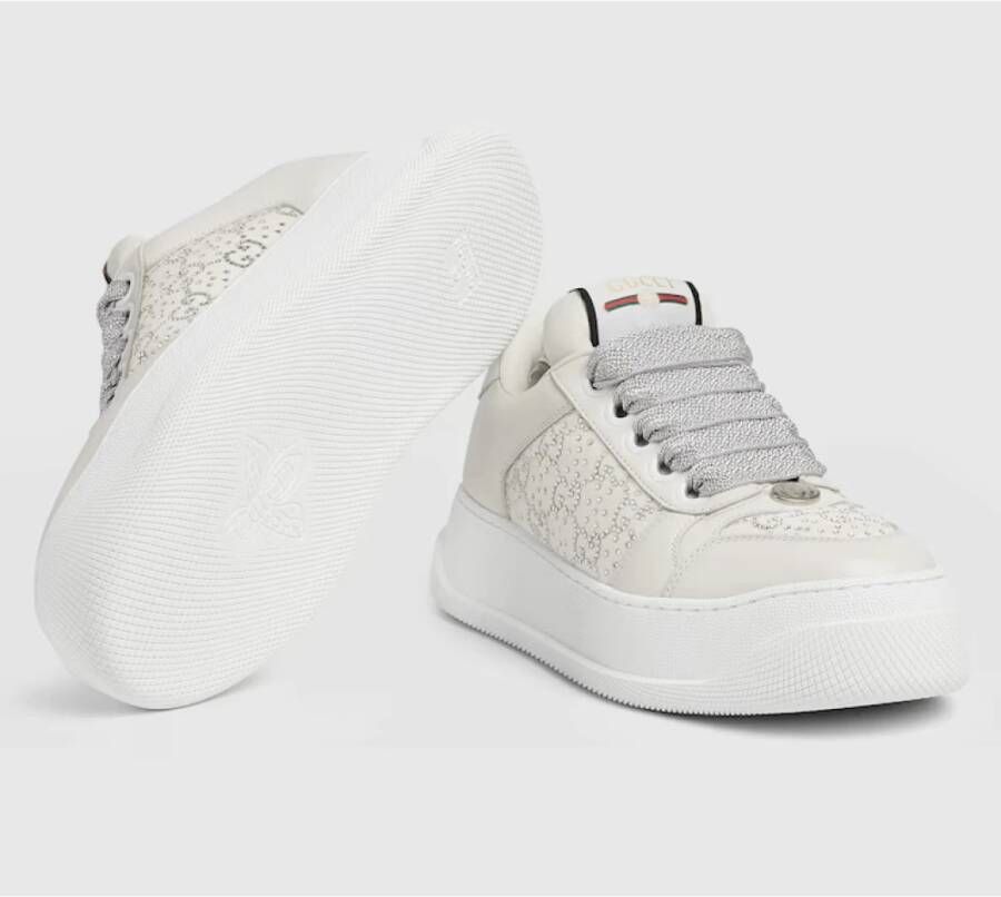 Gucci Kristalversierde Platform Sneakers White Dames