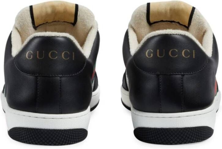 Gucci Lage leren sneakers met webdetail Multicolor Heren