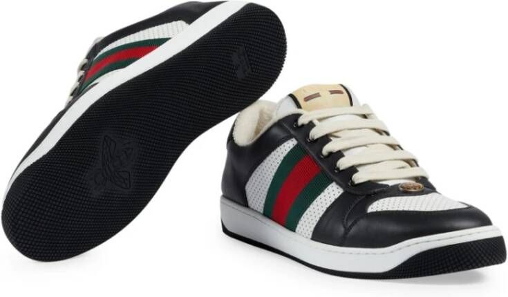 Gucci Lage leren sneakers met webdetail Multicolor Heren