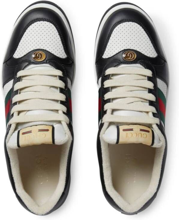 Gucci Lage leren sneakers met webdetail Multicolor Heren