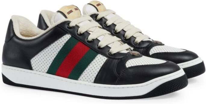 Gucci Lage leren sneakers met webdetail Multicolor Heren