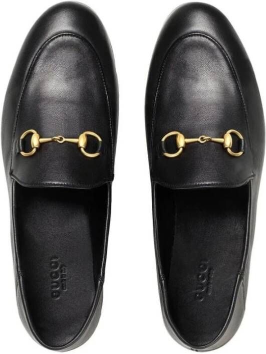 Gucci Zwarte Leren Horsebit Loafers Black Dames