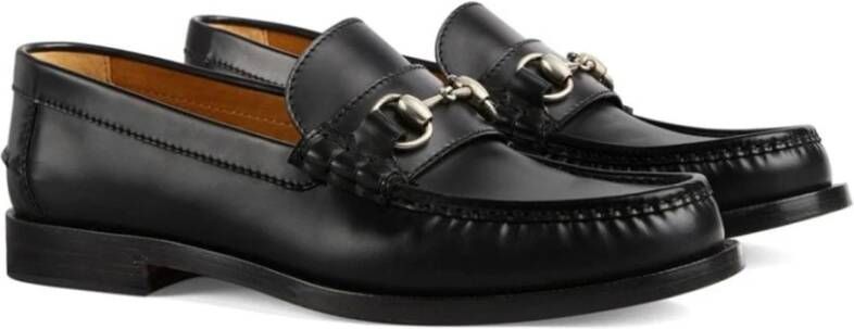 Gucci Leren Loafers met Horsebit Detail Black Heren