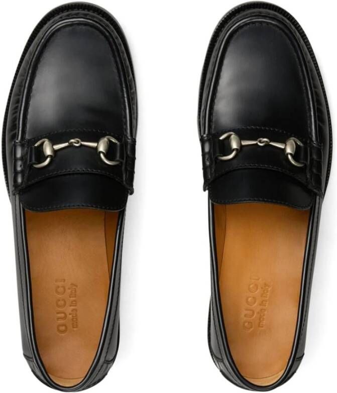 Gucci Leren Loafers met Horsebit Detail Black Heren