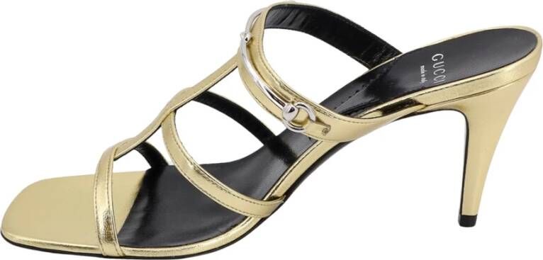 Gucci Leren Slider Sandalen met Horsebit Yellow Dames