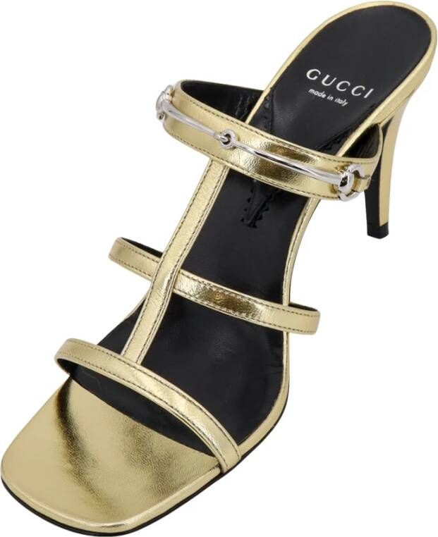 Gucci Leren Slider Sandalen met Horsebit Yellow Dames