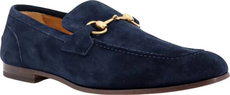 Gucci Blauwe Suède Loafer Schoenen Blue Heren