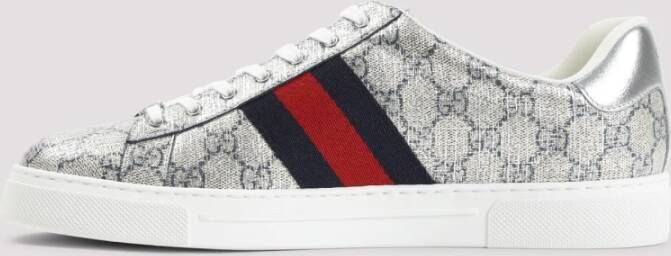 Gucci Lurex Sneakers in Beige Blauw Zilver Beige Heren