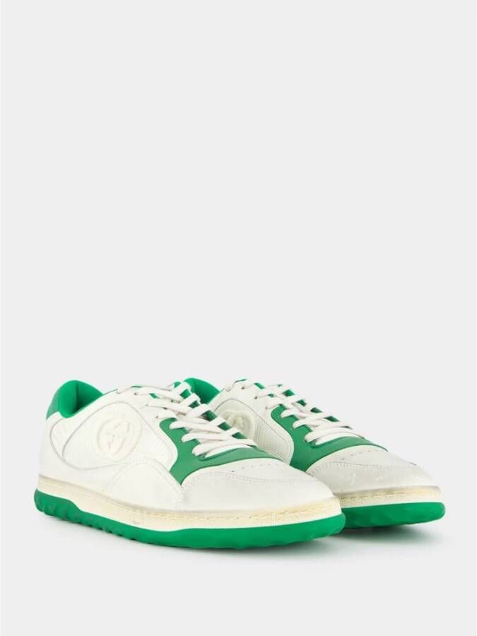 Gucci Off-White Groen Leren Sneakers White Heren