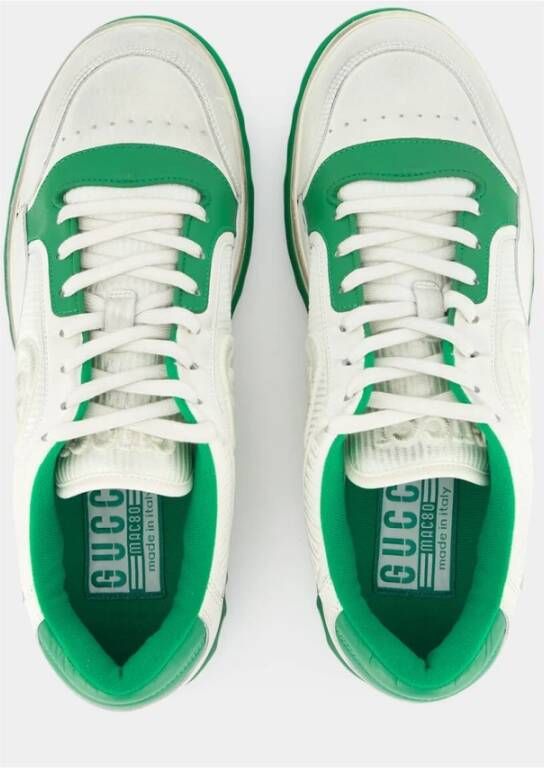 Gucci Off-White Groen Leren Sneakers White Heren