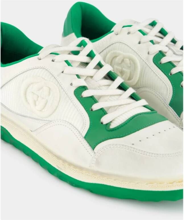 Gucci Off-White Groen Leren Sneakers White Heren