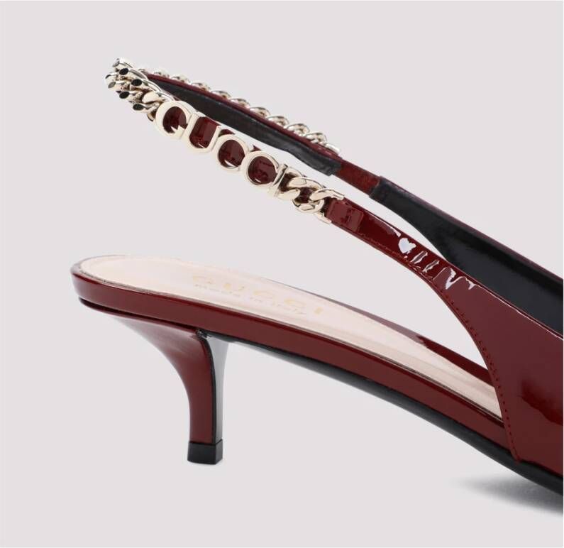 Gucci Rode Leren Pumps met Puntige Neus Red Dames