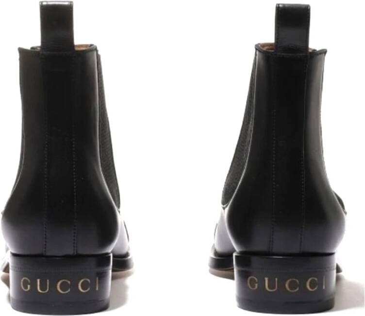 Gucci Stijlvolle Leren Laarzen Black Heren