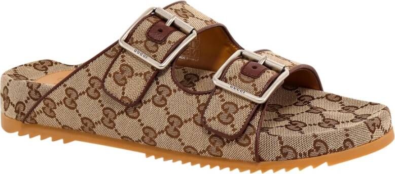 Gucci Verstelbare Banden Stof Sandalen Beige Heren