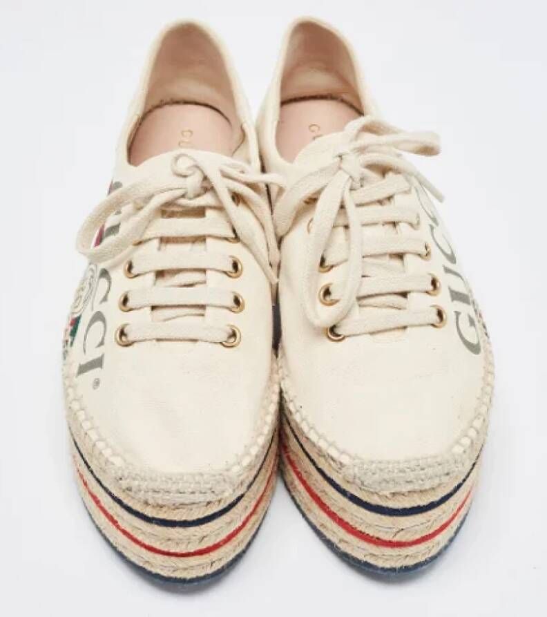 Gucci Vintage Pre-owned Canvas espadrilles Beige Dames