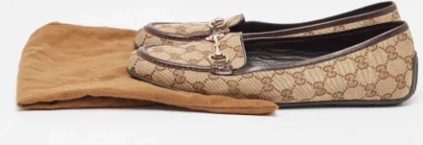 Gucci Vintage Pre-owned Canvas flats Brown Dames