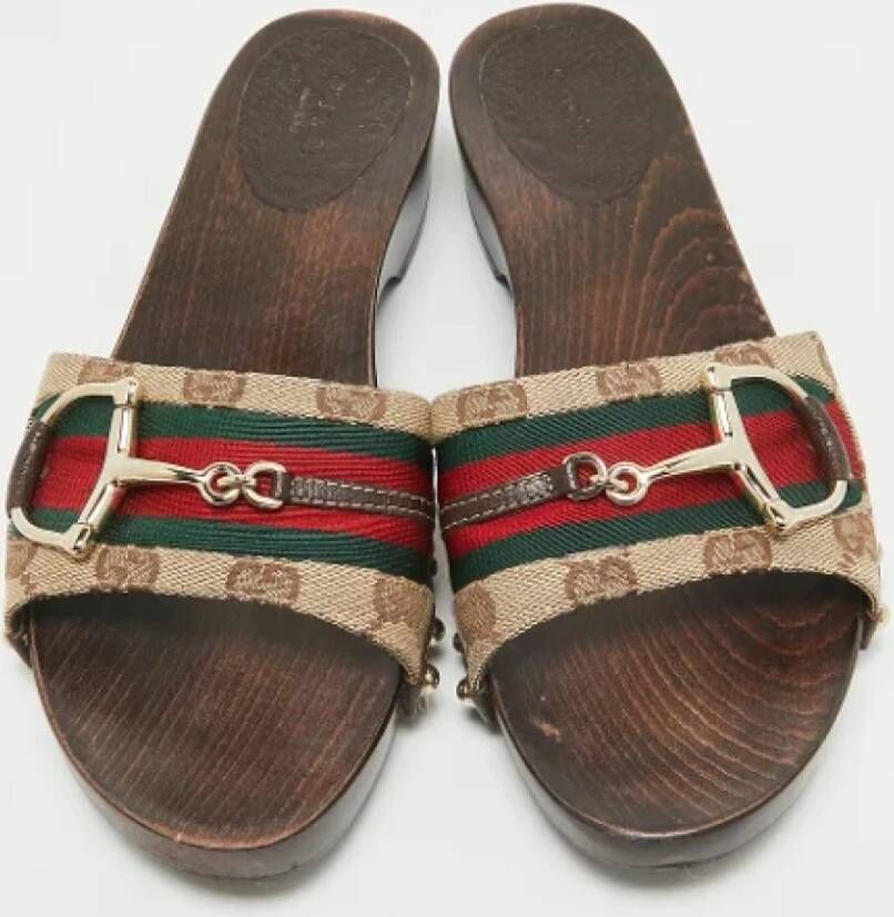 Gucci Vintage Pre-owned Canvas sandals Brown Dames