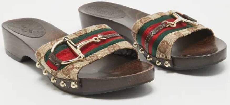 Gucci Vintage Pre-owned Canvas sandals Brown Dames