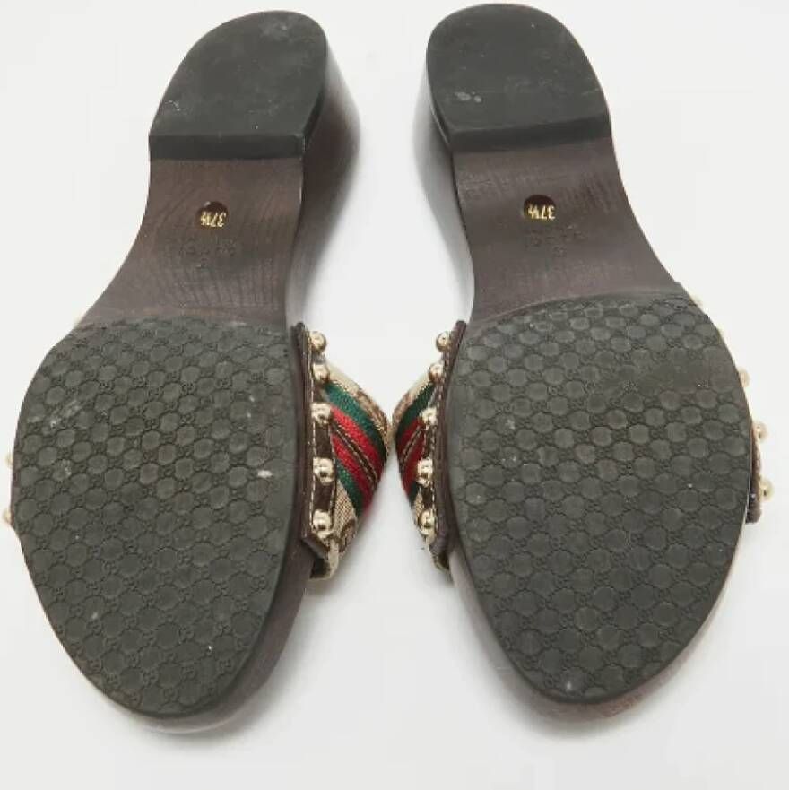 Gucci Vintage Pre-owned Canvas sandals Brown Dames