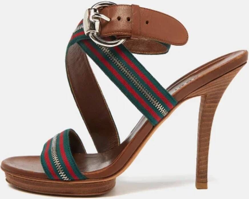 Gucci Vintage Pre-owned Canvas sandals Green Dames