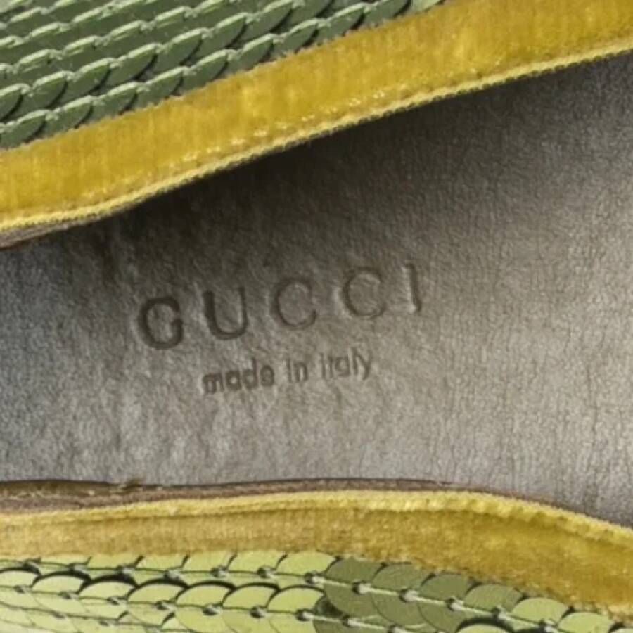 Gucci Vintage Pre-owned Fabric flats Green Dames