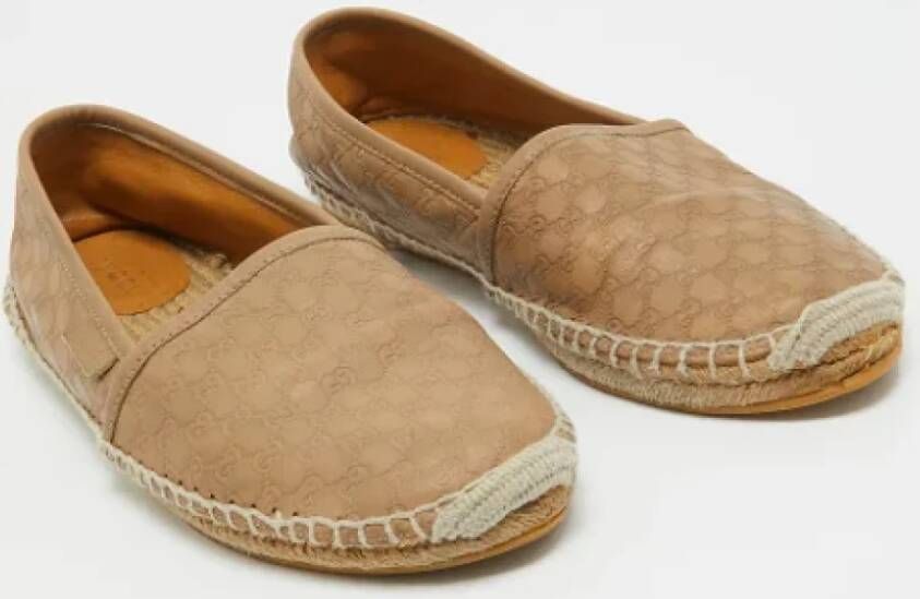 Gucci Vintage Pre-owned Leather espadrilles Beige Dames